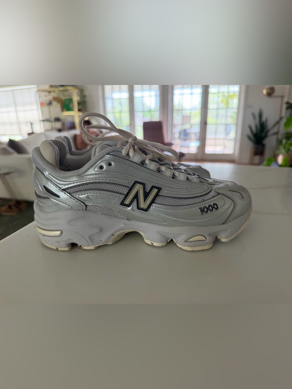 New Balance Silver White 1000 Athletic Sneakers
